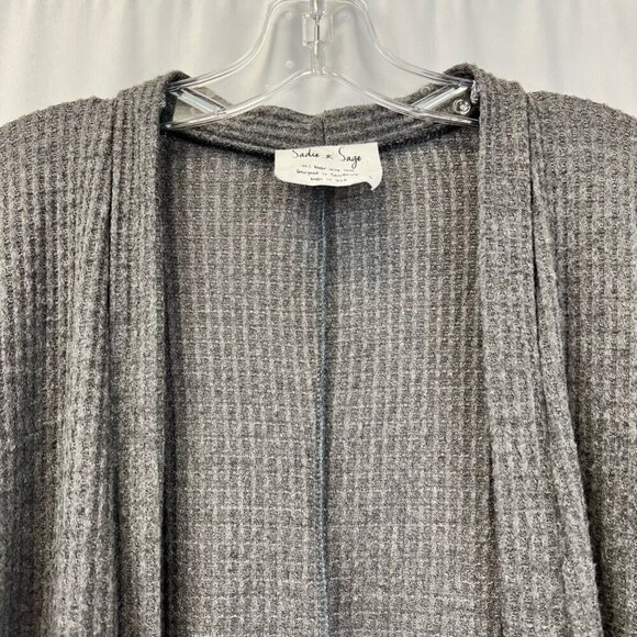 Sadie & Sage Womens Cardigan Sweater Gray 3/4 Sleeve Open Front Neckline Small - Picture 3 of 10